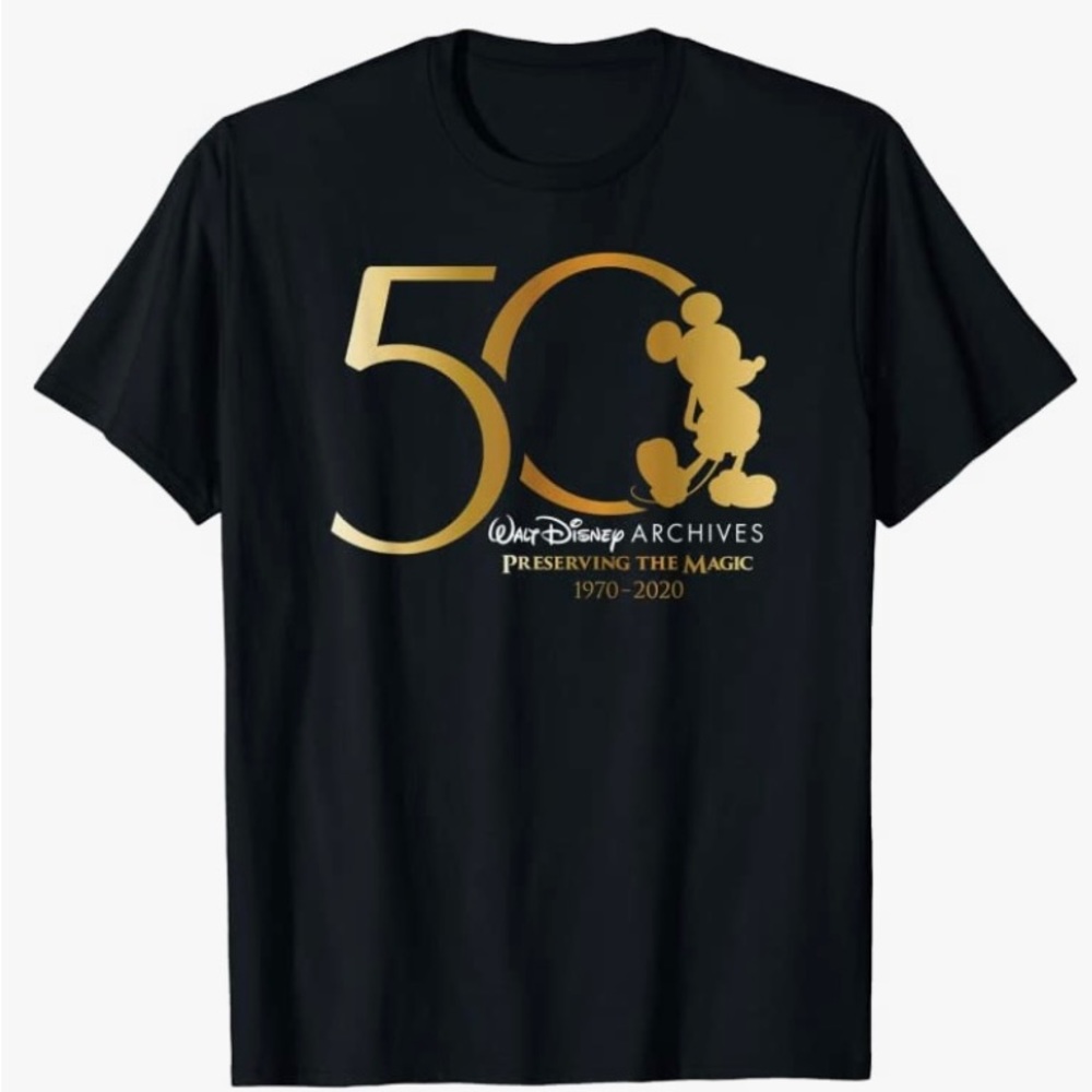 Disney Archives- T-shirt  50th Anniversary Magic, Black And Golden Women